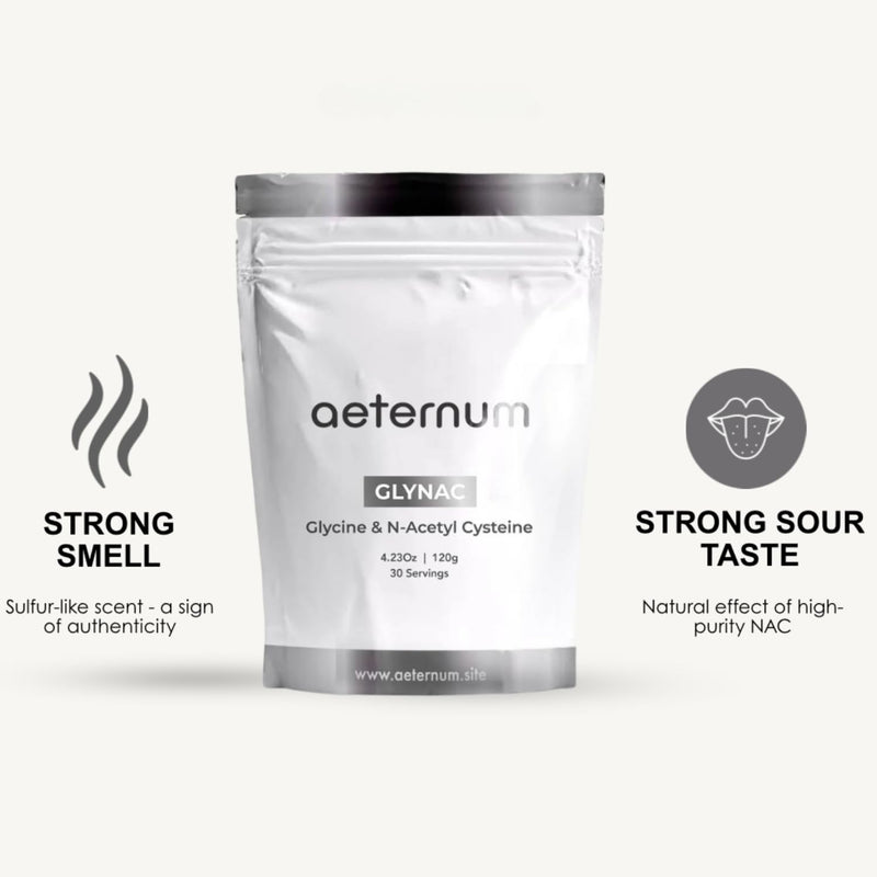 aeternum GlyNAC Powder 120g – Glycine & NAC Powder for Anti-Aging, Energy, & Cellular Health Support, Boost Glutathione, Gluten-Free & Non-GMO