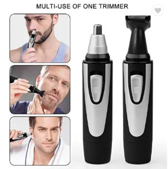 Ear and Nose Hair Trimmer Clipper 2025, Painless Eyebrow and Facial Hair Trimmer for Men and Women, Battery- Operated Trimmer with Waterproof Technology, Dual Blades for Easy Cleansing, Black