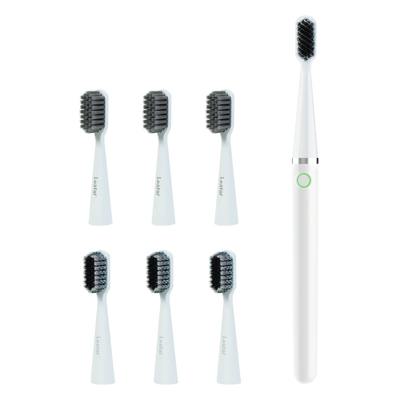 Sonic Electric Toothbrush with 6 Brush Heads，DC Rechargeable Electronic Toothbrush for Adults, Travel Toothbrush, IPX7 Waterproof, 2 Mins Timer (White) White