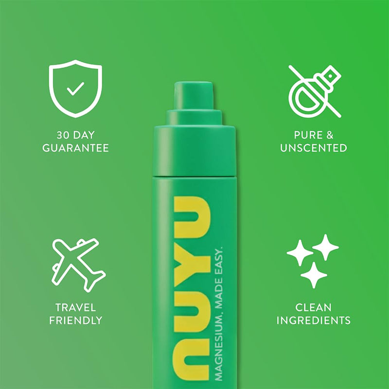 NUYU Magnesium Spray Everyday 100ml | Fast-Absorbing Magnesium Chloride | Includes Audio Magnesium™Ritual | 100% Vegan, Natural Sleep Aid, UK Made Everyday Spray