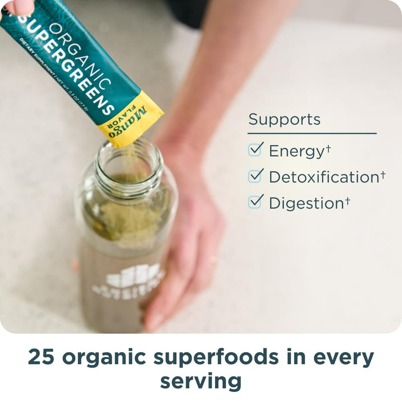 Ancient Nutrition Organic Super Greens Powder, Probiotics, Mango | Made from Real Fruits, Vegetables and Herbs, Digestive and Energy Support, 16 Packets 4.3 Ounce (Pack of 1)