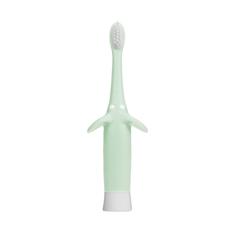 [Australia] - Dr. Brown's Infant-to-Toddler Training Toothbrush Set, Mint Elephant with Fluoride-Free Strawberry Baby Toothpaste, 0-3 Years 