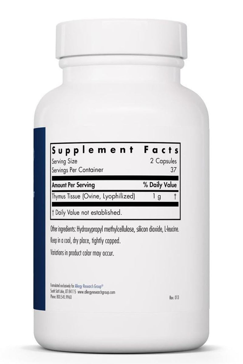 [Australia] - Allergy Research Group Thymus Supplement - Thymus Tissue, Glandular Extract, 1000mg Raw Thymus Glandular, Ovine, Lyophilized, Hypoallergenic - 75 Count 