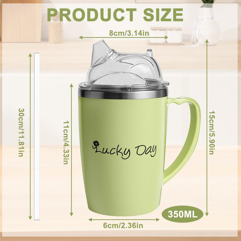 Sippy Cup for Adults, 3 in 1 350ml Adult Sippy Cups for the Elderly Non Spill, Anti Choke Spill Proof Cups with Lid and 30cm Straw, Beakers for Elderly for Disabled Adults Drinking Aids