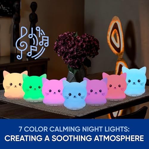[Australia] - Mindfulness 'Breathing Kitty' | 4-7-8 Guided Visual Meditation Breathing Light | 3 in 1 Device with Night Light & Noise Machine for ADHD Anxiety Stress Relief Sleep - Gift for Kids Adult Women Men 