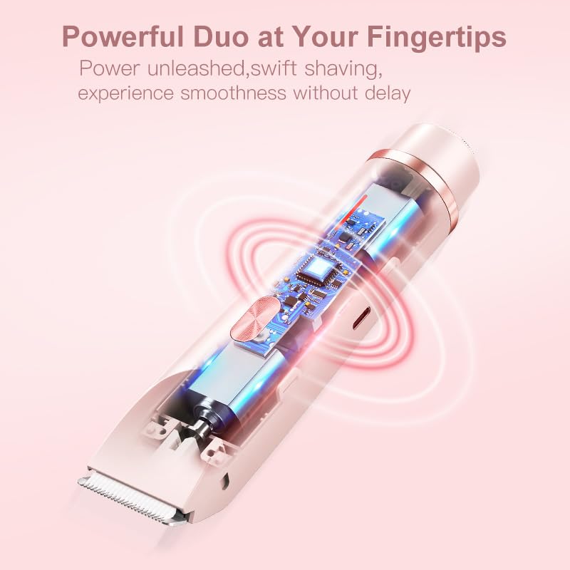 [Australia] - Bikini Trimmer for Women,2025 New Bikini Shaver,Electric Razor & Shaver with Dual Ceramic Blades,Painless Hair Removal,Rechargeable Razor Body Hair Trimmer for Wet & Dry Use 