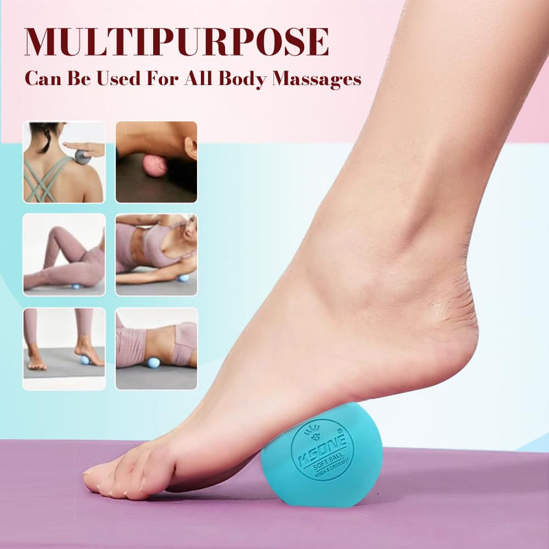 [Australia] - KSONE Massage Lacrosse Balls -Massage Balls for Myofacial Release&Trigger Point Therapy-Set of 2-Hard Lacrosse Massage Ball &Soft Massage Ball with one mini Ball Multi Blue 