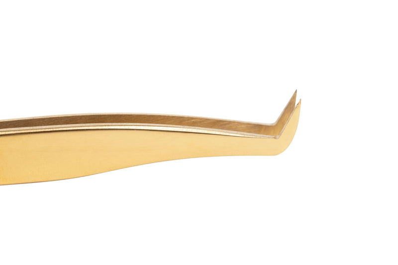 GEM Volume Boot Lash Tweezer by SoCal Beauty – Gold Precision Eyelash Tweezer for Eyelash Extensions with mm Measurement – Professional Tweezers for Eyelash Extension & Volume Fan 1