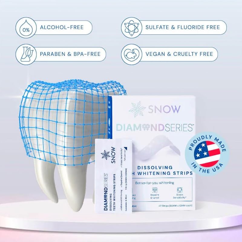 [Australia] - SNOW Diamond Dissolving Teeth Whitening Strips - Gentle & Enamel Safe White Strips for Teeth Whitening, at-Home Dental Hygiene & Tooth Care with Hydroxyapatite - 42 Ct 42 Count (Pack of 1) 