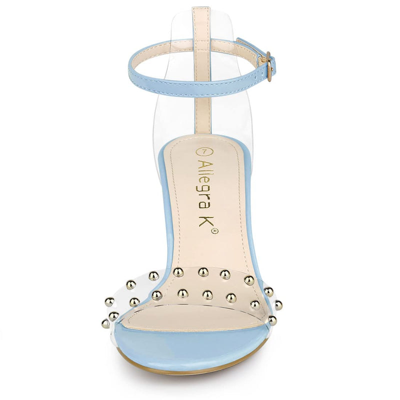 Allegra K Women's Clear Block Heel Ankle Strap Heeled Sandals 9 Sky Blue