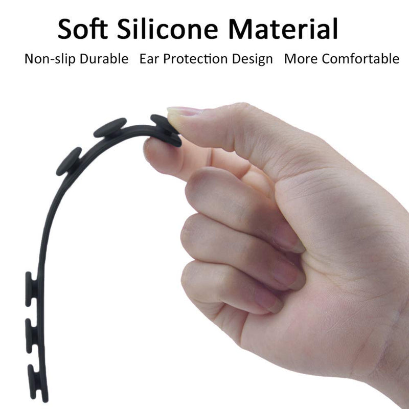 [Australia] - 4 PCS Extended Silicone Bands Anti-Tightening Strap for Masks to Prevent Ear Pain,Adjustable Comfort mask Grips Extension Buckle Holder Hook Ear Strap,Black 4 Count (Pack of 1) Black 