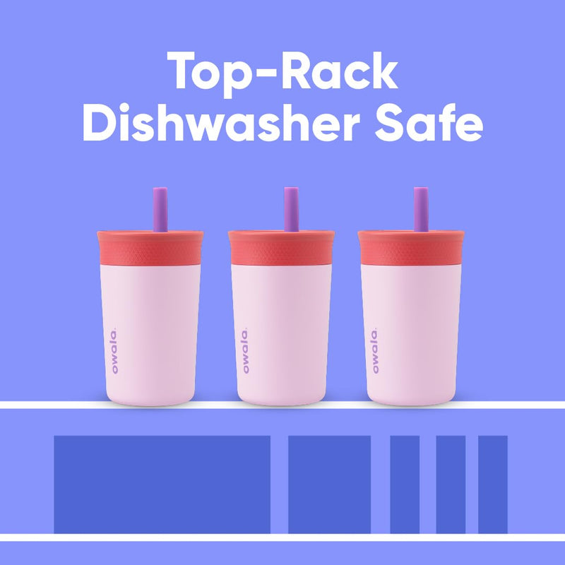 [Australia] - Owala Kids Insulation Stainless Steel Tumbler with Spill Resistant Flexible Straw, Easy to Clean, Kids Water Bottle, Great for Travel, Dishwasher Safe, 12 Oz, Navy and Blue (Home Base) Navy & Blue Drinking Cup 