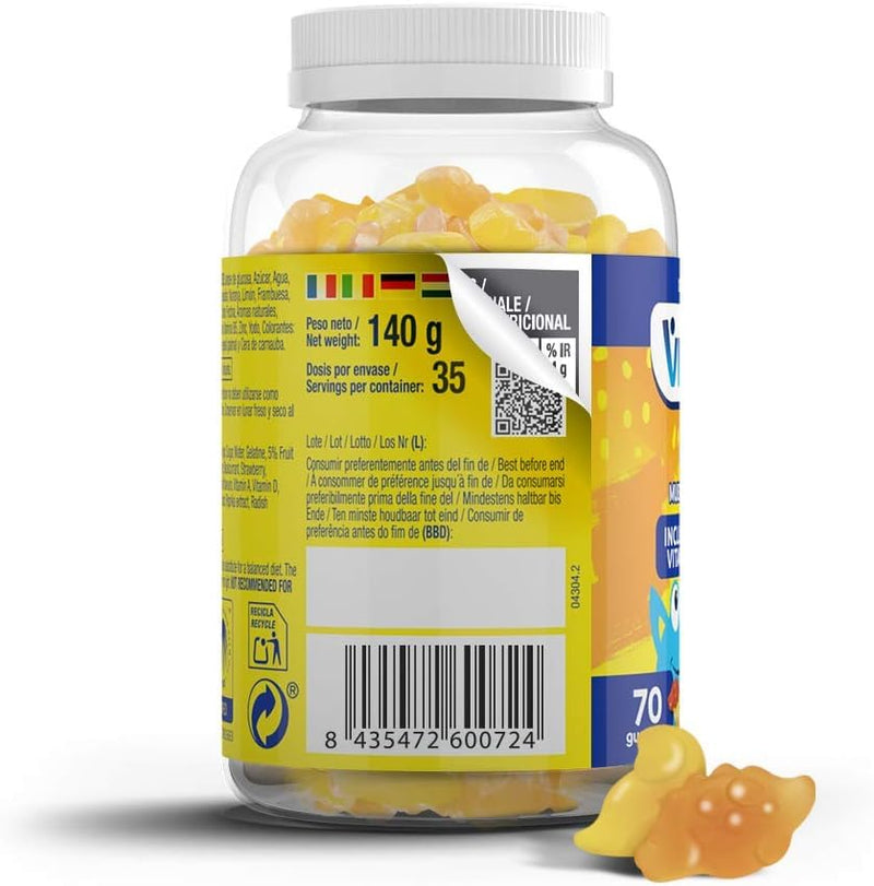 VITALDIN Kids Multivitamin Gummies – Food Supplement for Children with 11 Essential Vitamins & Minerals – 70 Chewable Gummies (1-Month Supply); Fruit Flavour – Vitality & Immune System – Gluten Free