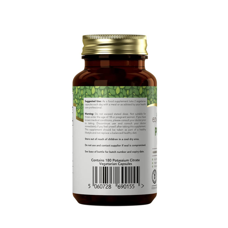 [Australia] - Ezyleaf Potassium Citrate | 180 high-dose potassium capsules - 1000mg potassium per serving | Potassium high dose | No fillers, non-GMO, gluten, dairy and allergen free 