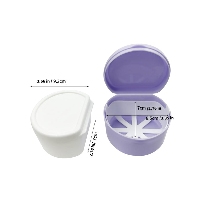 2PCS Retainer Cleaner Case, Lightweight and Convenient Denture Bath Case with Hanging Net, Retainer Holder Denture Cups for Soaking Dentures, Denture Travel Case 2pcs Lake Blue