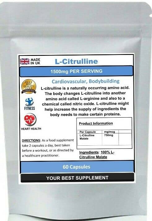 L-Citrulline Capsules 1500mg Cardiovascular Bodybuilding (HIGH Strength) 120