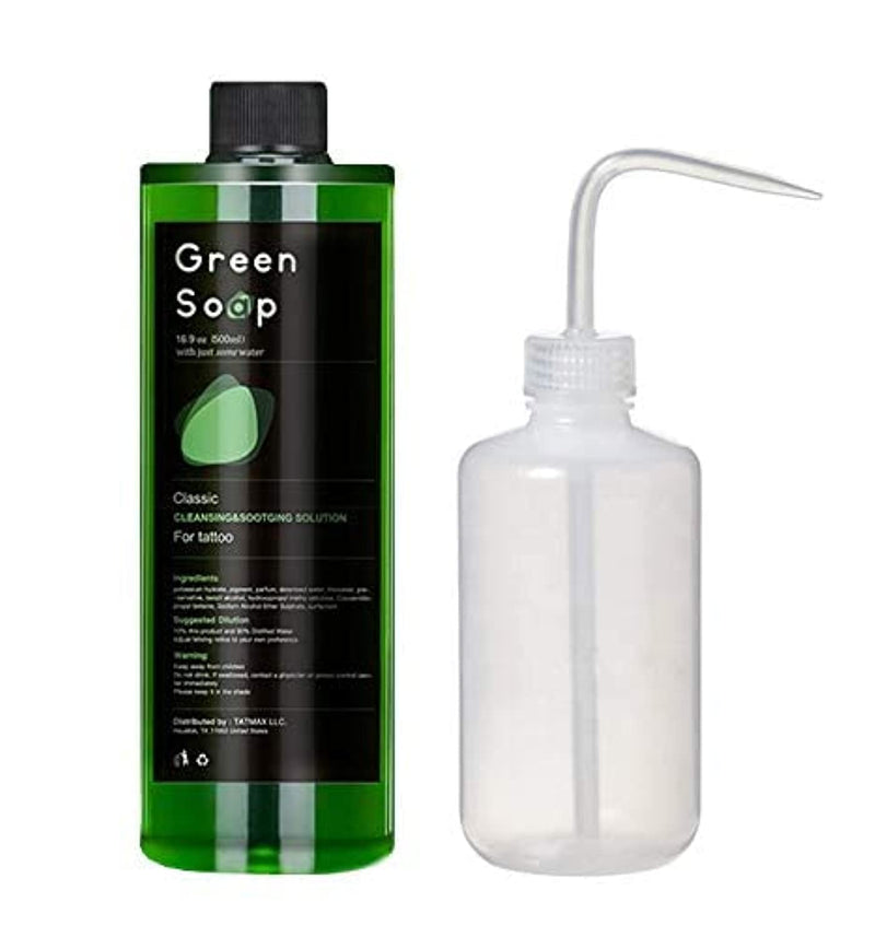 [Australia] - Dragon Art 16.9oz Green Soap Prep Wash with 8oz Squeeze Bottle For Tattoos and Piercings 