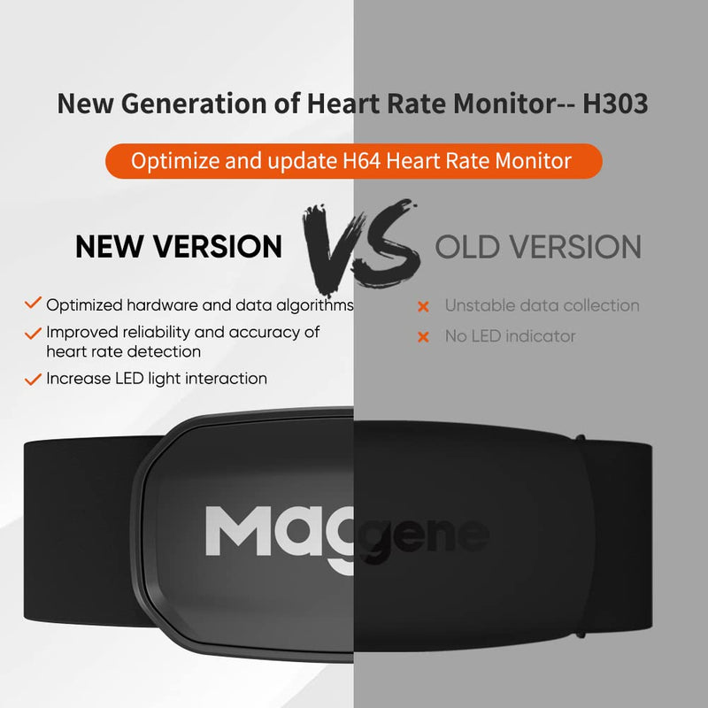 [Australia] - Magene H303 Heart Rate Monitor, Heart Rate Sensor Chest Strap, Protocol ANT+/Bluetooth, Compatible with iOS/Android APPs 