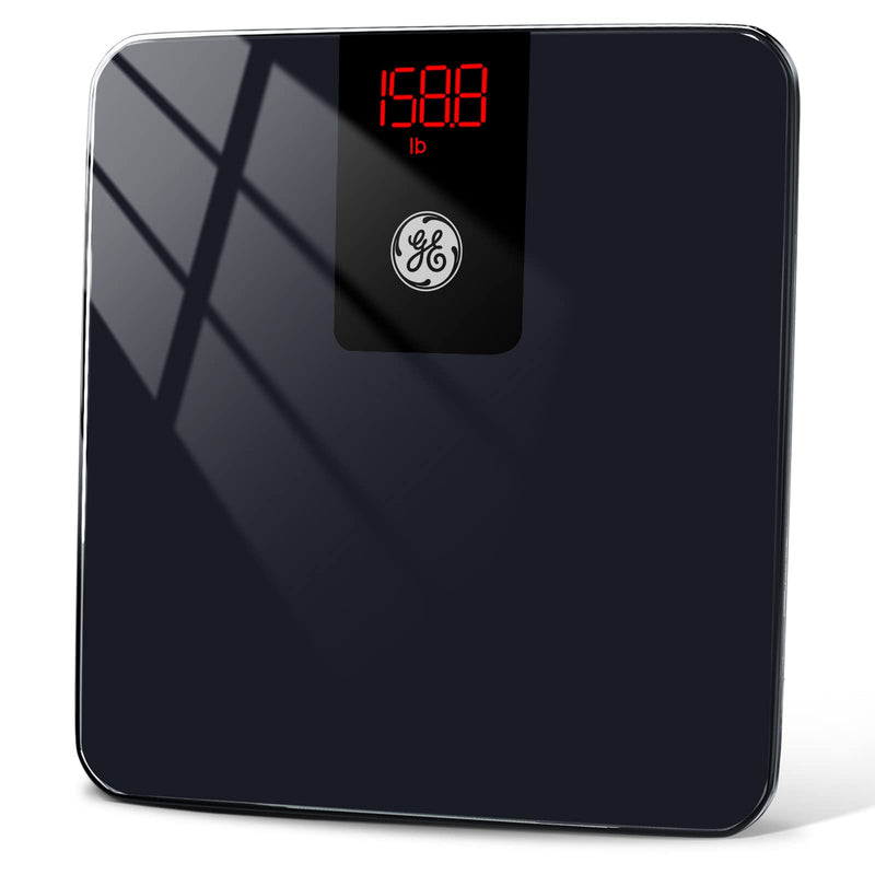 GE Digital Smart Bathroom Scale - Accurate Bluetooth Body Weight and BMI - Electronic Black Scale, 400lb Capacity 11" x 11"