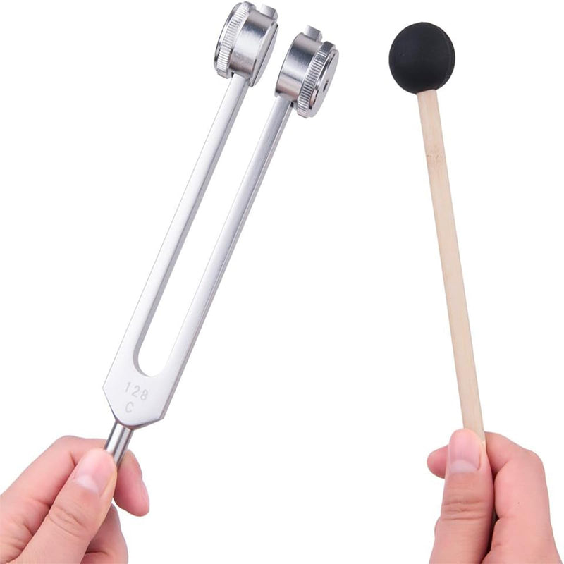 [Australia] - 128 Hz Weighted Tuning Fork Medical-Grade Tuning Forks for Healing-Professional Medical-Tuning Fork C128 with Mallet Essential Yoga and Meditation Accessories & Sound Healing Instruments 