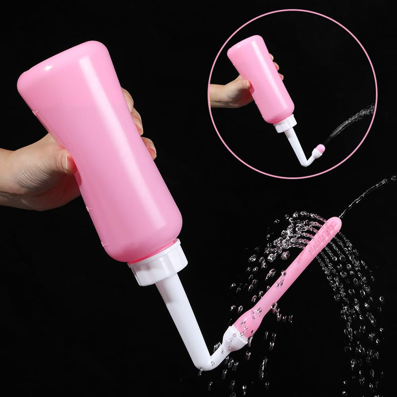 [Australia] - Peri Bottle Vaginal Douche- Postpartum and Perineal CareÔºåMulti-Functional Douche Bottle for Women, 2IN1 Short Punch+Long Punch, 500ml, Pink 