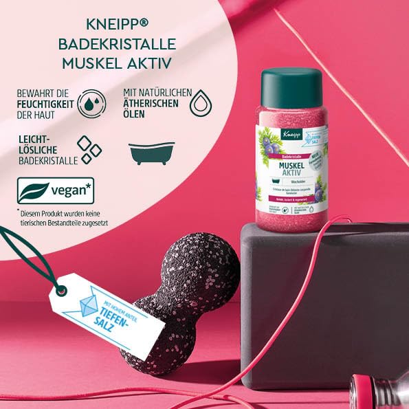 [Australia] - Kneipp Bath Crystals Muscle Active - with valuable essential juniper, wintergreen and rosemary oil - warming and beneficial for the muscles - 600g, 1 juniper, wintergreen, rosemary 600g (pack of 1) 