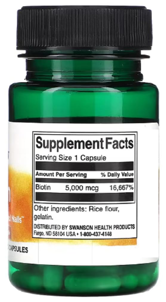Swansons Swanson - Biotin | High-Potency Support for Hair, Skin & Nails - 30 Capsules