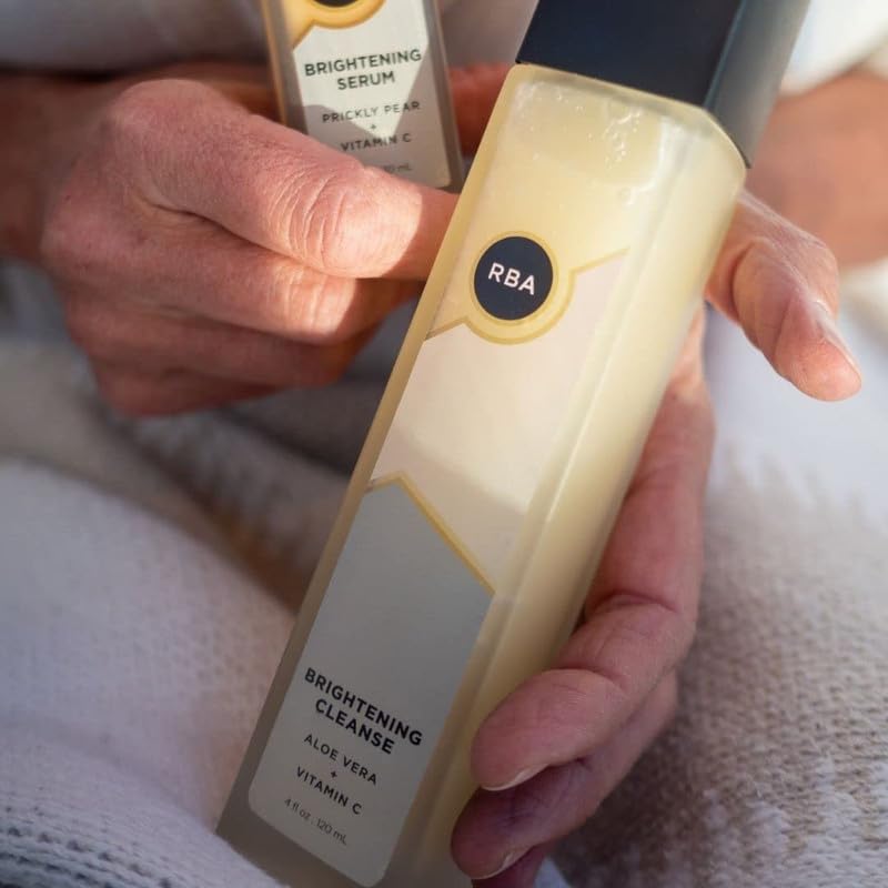 RBA Skincare's Brightening Cleanse for Damaged and Dry Skin - Face Cleanser with Aloe Vera, Olive Oil, and Vitamin C - Even Complexion without Drying - 4 fl oz