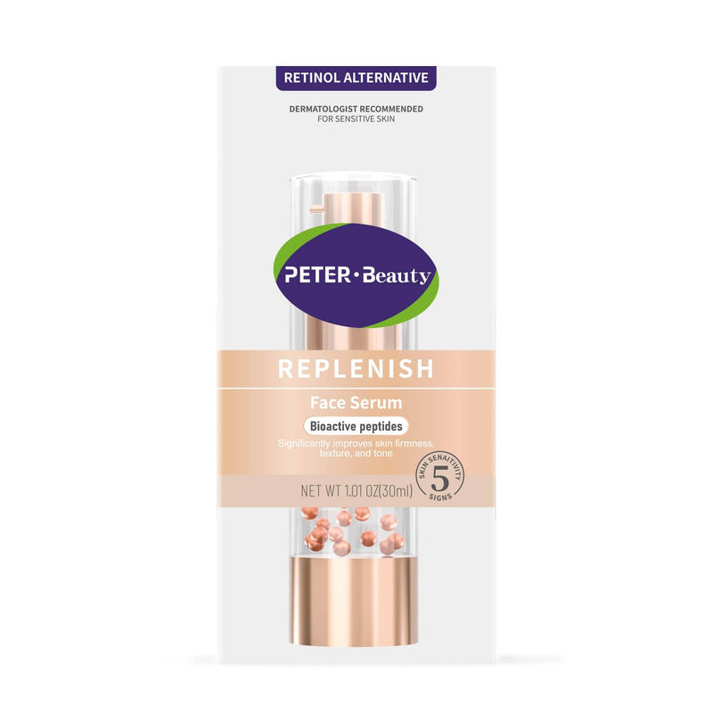 REPLENISHED VITAMIN INFUSED FACE SERUM WITH NIACINAMIDE & AMP BIOACTIVE PEPTIDES 1 OZ FOR HYDRATION & SKIN RECENTLY,RETINOL ALTERNATIVE SERUM FACE FOR SENSITIVE SKIN,VITAMIN B COMPLEX