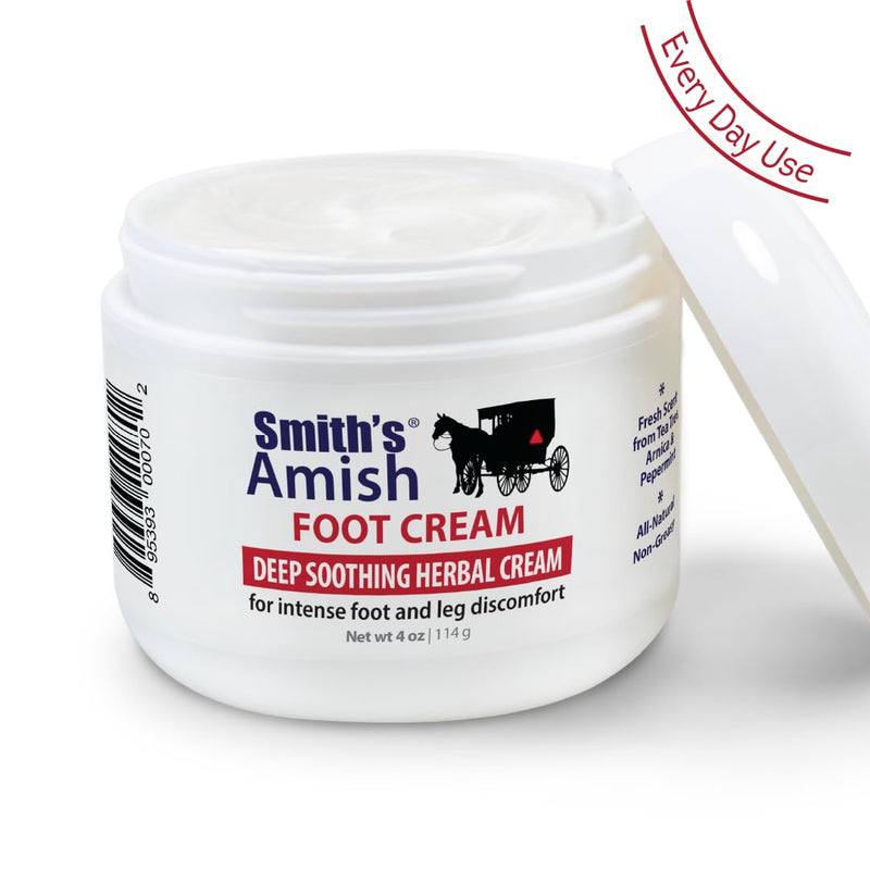 [Australia] - Smith's Amish Foot Cream (4 oz.) Deep Soothing Herbal Cream for Intense Foot and Leg Discomfort including Burning, Cramping and Restlessness Sensations 