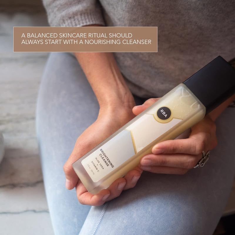 RBA Skincare's Brightening Cleanse for Damaged and Dry Skin - Face Cleanser with Aloe Vera, Olive Oil, and Vitamin C - Even Complexion without Drying - 4 fl oz