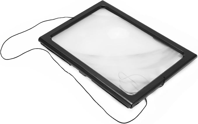 3X Large Full Page Magnifier with 12 LED Lights[Provide Evenly Lit Viewing Area], Foldable Flip-Out Legs, Dual Power Supply Modes- Ideal for Hands Free Reading, Low Vision, Seniors with Aging Eyes