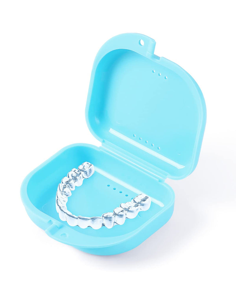 [Australia] - JMU Retainer Case with Vent Holes, 4 Pack Orthodontic Mouth Guard Cases Denture Case Blue/Teal/Purple/Pink 
