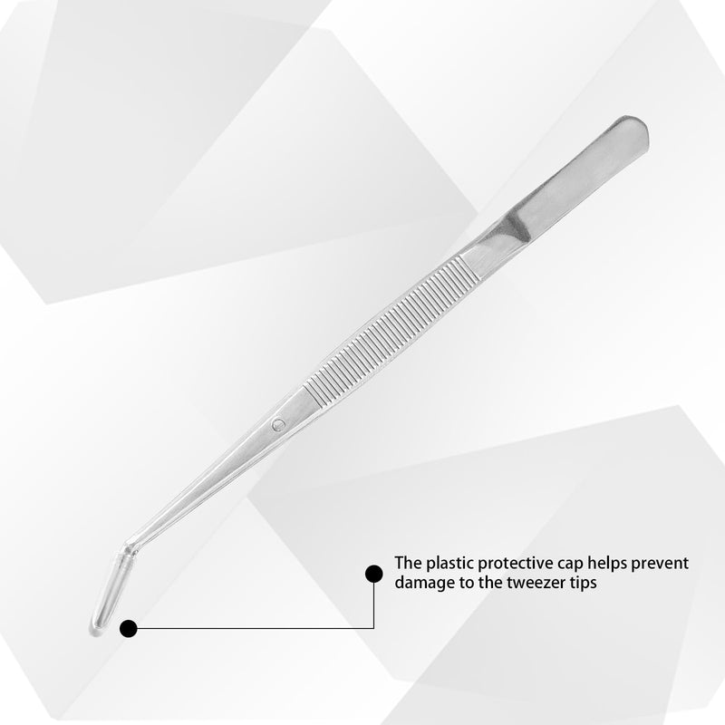 12 Pcs Stainless Steel Tweezers Multipurpose Sewing Machine Forceps Bulk with Curved Serrated Tip for Crafting (Silver)