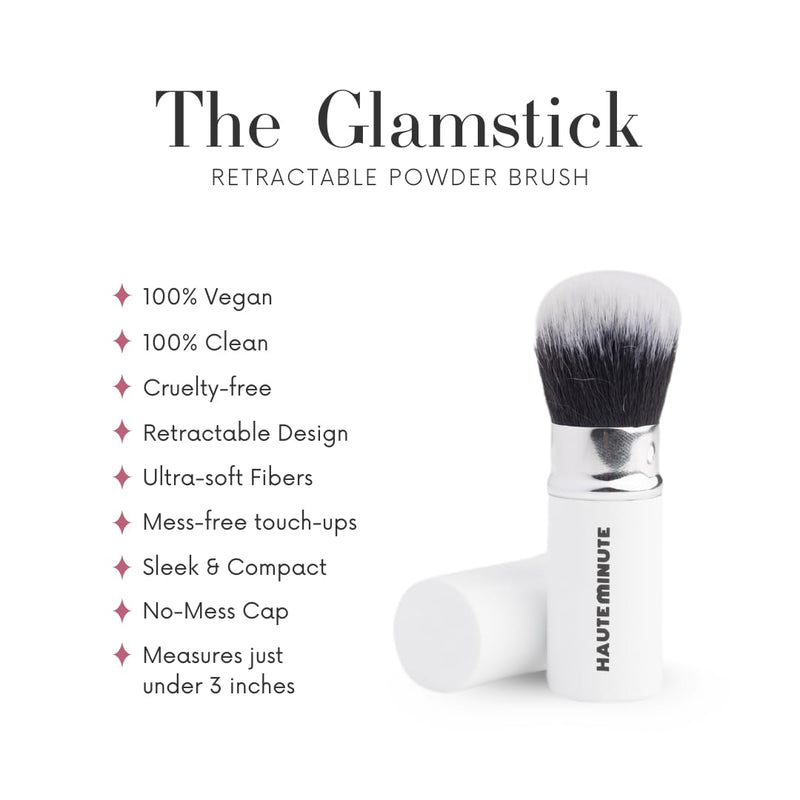 Mini Glam Bag, Mini Pressed Powder (Neutral Tan) & Glamstick Retractable Powder Brush