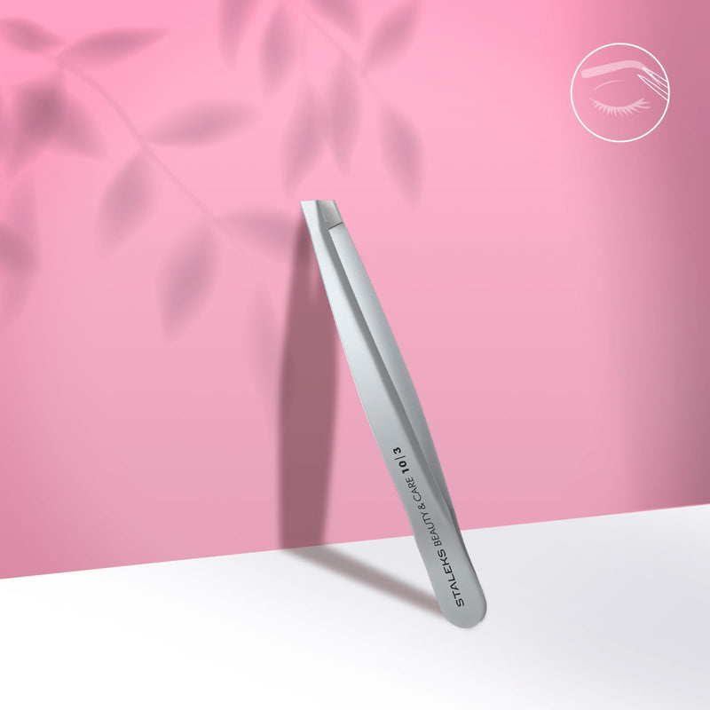 STALEKS BEAUTY & CARE 10 Type 3 Eyebrow Tweezers – Wide Beveled Stainless Steel for Thick Brows & Home Hair Removal