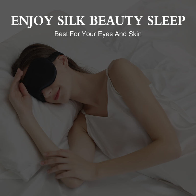 [Australia] - ZIMASILK Adjustable 22 Momme 100% Pure Mulberry Silk Sleep Mask, 3D Contoured Cup Eye Mask for Sleeping, Super Soft Breathable Blindfold, Perfect Blocks Light for Sleeping (Black) Black-adjustable 