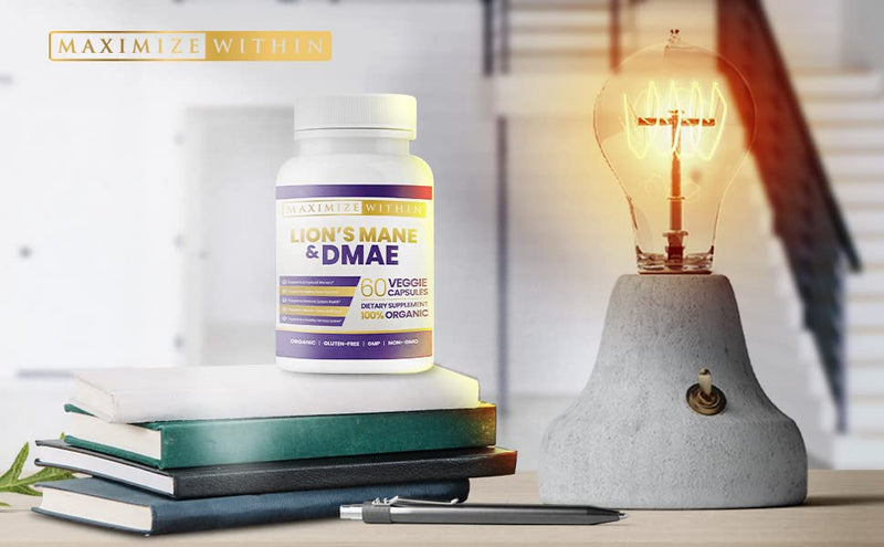 [Australia] - Maximize Within Lion's Mane & DMAE Capsules: Enhance Memory, Boost Mental Clarity, and Sharpen Focus - 60 Capsules for Maximum Cognitive Support 