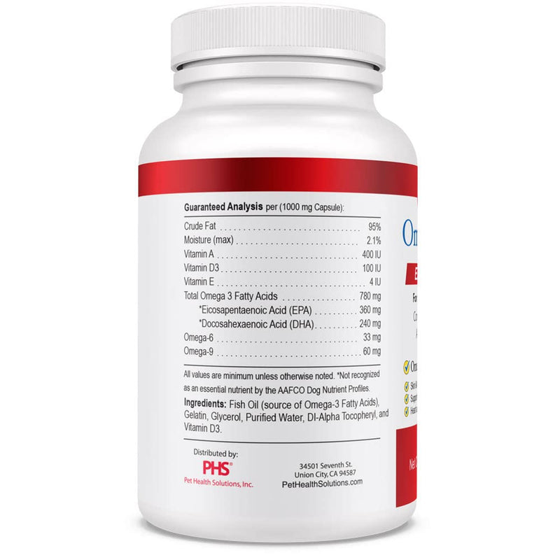 Omega-Caps Extra Strength for Large Breeds-Vet Formulated for Healthy Radiant Skin & Coat While Reducing Excess Shedding. Contains Omega 3 for Immune System Support, Easy to Dose, 60 Soft Gel Capsules 60 Caps - PawsPlanet Australia