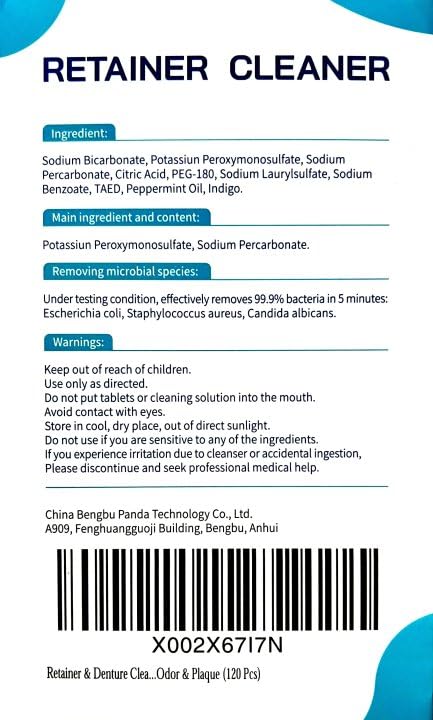 [Australia] - Retainer & Denture Cleaner Tablets - 4 Months Supply (120 pcs) Dental Retainers for Aligner - Mouth & Night Guards - False Teeth Whitening - Removes Odor & Plaque (120 Pcs) 1 Count (Pack of 1) 