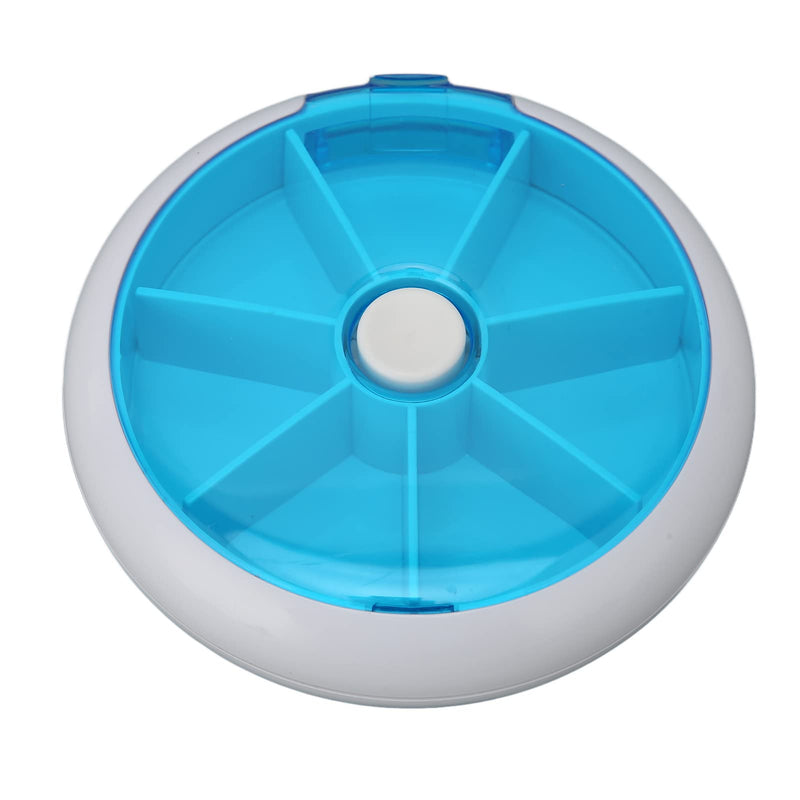 Yinhing Rotating Weekly Organizer Round 7 Day Case Supplements for Vitamins Fish Oil Travel Home Use Blue Plastic