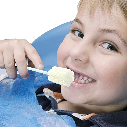 Oral Swabs Disposable- Untreated and Unflavored Mouth Oral Cleaning Sponge Toothbrushes White 100 Counts