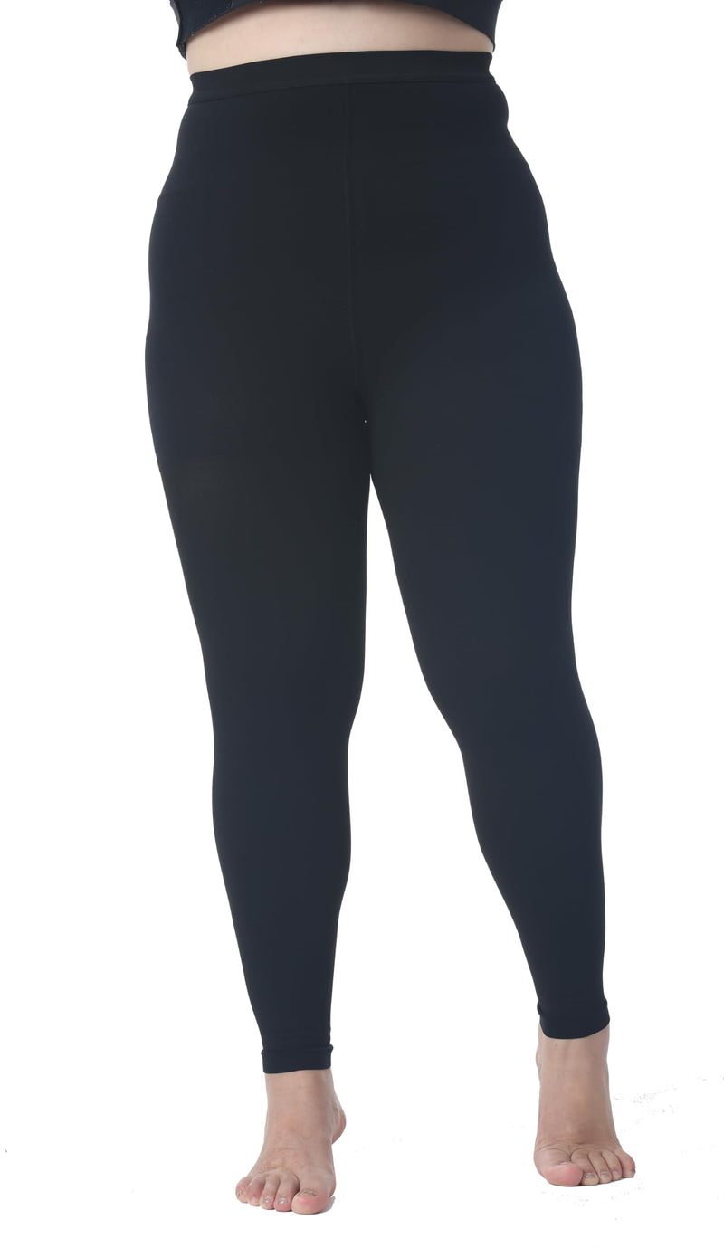 [Australia] - Plus Size 4XL Medical Compression Pantyhose for Women & Men, 20-30 mmHg Graduated Compression Leggings, Opaque Footless Waist High Compression Stockings for Edema, Varicose Veins, Flight, DVT, Black 4X-Large 20-30mmhg Footless Black 