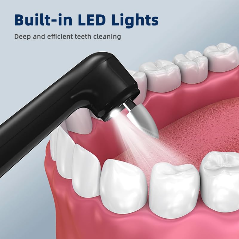 [Australia] - Teeth Polisher with 5 Brush Heads 8 Polish Pastes 5 Speed Modes and LED Light IPX6 Waterproof Tooth Polishing Kit Teeth Cleaner Tools for Home Use Teeth Whitening and Cleaning Style 2 
