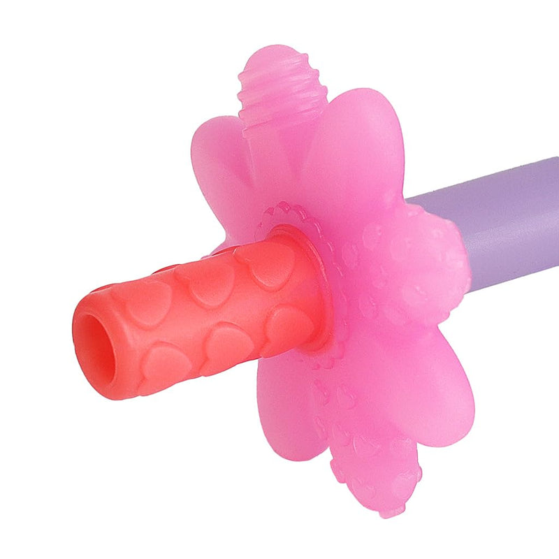 [Australia] - Itzy Ritzy Teensy Tube Teether; Textured Hollow Baby Teething Tube That Reaches Front Teeth & Back Molars, Made of Soft Silicone (Pink Rainbow) Pink Rainbow 