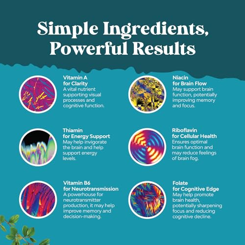 Bundle of Nootropic Brain Supplement - Mental Health & Clarity with VIT A B6 Riboflavin Niacin Thiamin Folate and Advanced Mushroom Complex Capsules - 10X Lions Mane with Reishi Chaga Maitake Shiitake