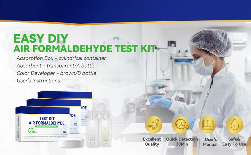 Air Formaldehyde (HCHO) DIY Test Kit - Used for Air Quality Testing, Detector Used for Home, Residential, Business, Hotel, Hospital, School, Furniture, Auto (Pack of 1)