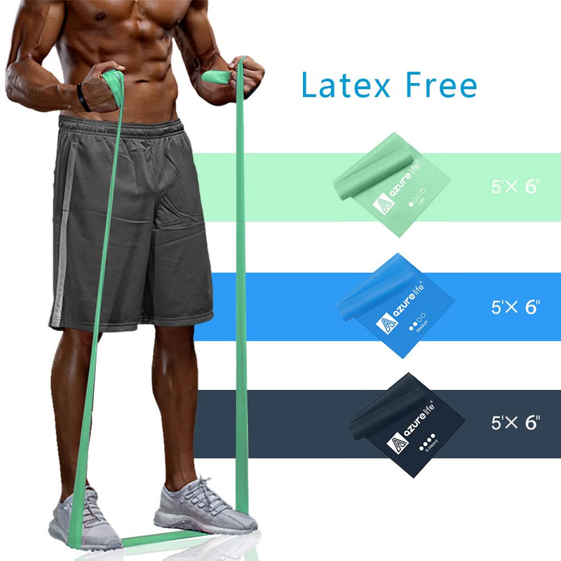 [Australia] - Resistance Bands,Professional Long Non-Latex Elastic Stretch Bands,Exercise Bands for Physical Therapy, Yoga, Pilates, Rehab, at-Home or The Gym Workouts, Strength Training 5-FT Green, Blue, Gray 