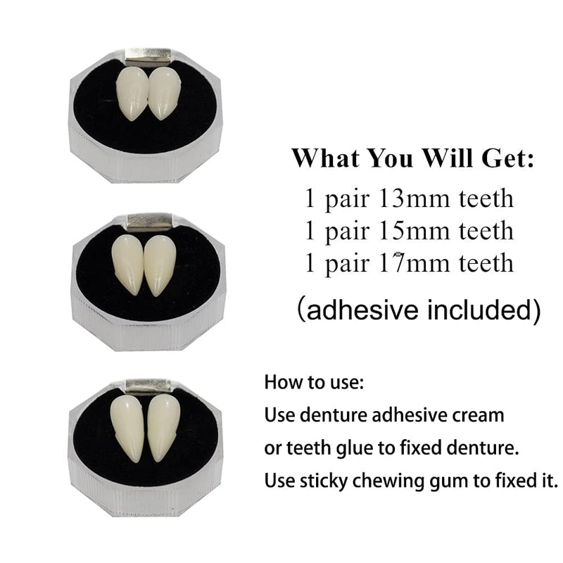 3 Pairs Vampire Teeth Fangs Dentures Cosplay Props Halloween Props Party Favors