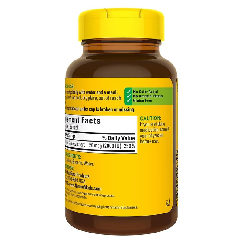 Nature Made Vitamin D3 2000iu 320 Ct. Soft Gels (Packaging May Vary) 320 Count (Pack of 1)